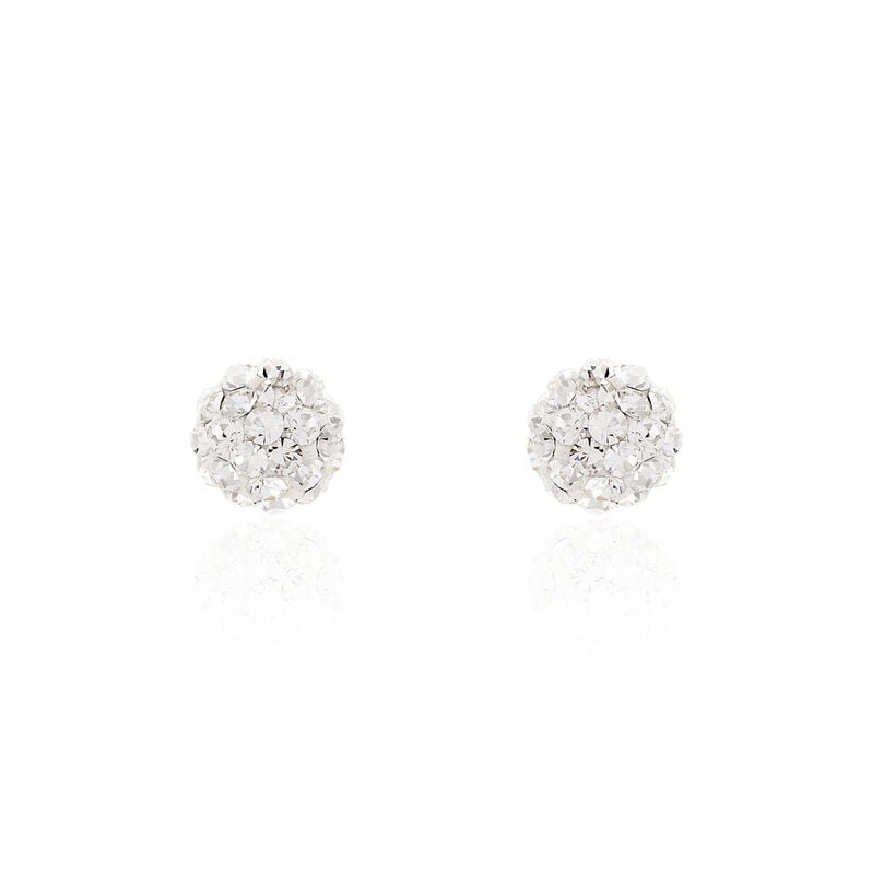 TUVALLA Damen Ohrstecker Silber 925 Strass Wei&szlig; Ball - Ohrstecker Damen | OROVIVO