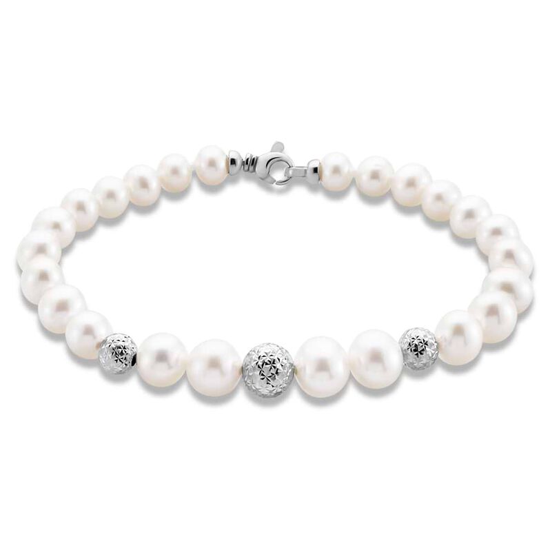 Bracciale Gabrielle Oro Bianco Perla D'Acqua Dolce - Spannringe Damen | OROVIVO