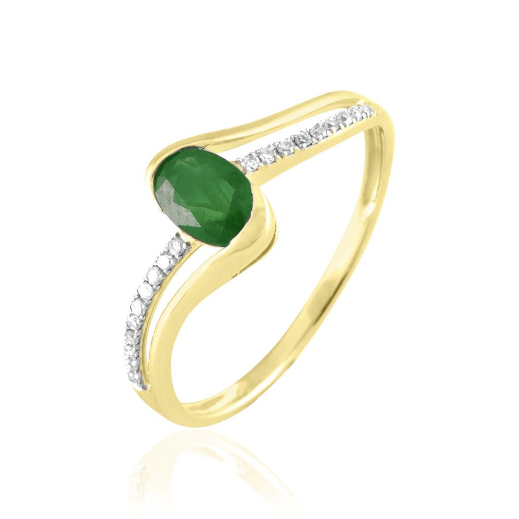 Bague Anja Or Jaune Emeraude Et Diamant - Spannringe Damen | OROVIVO