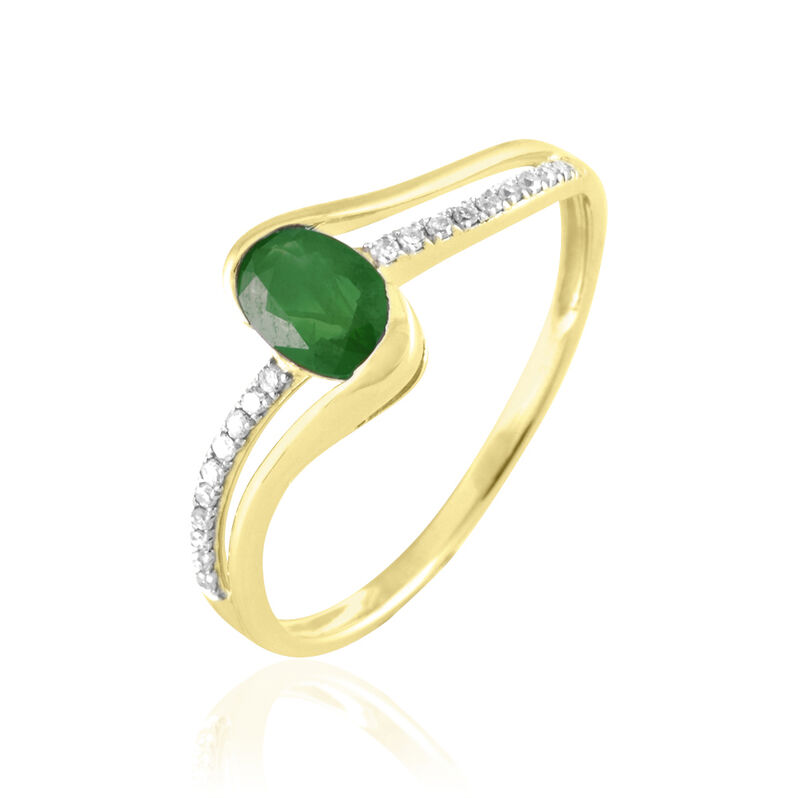 Bague Anja Or Jaune Emeraude Et Diamant - Spannringe Damen | OROVIVO