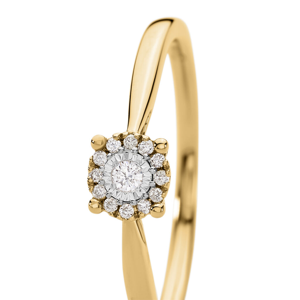Damen Ring Gold Bicolor Gold/Silber 585 Rund Weiß Allyson - Ringe mit Stein Damen | OROVIVO