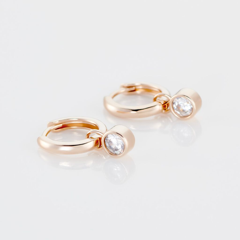 MAISY Damen Creolen Vergoldet Zirkonia Wei&szlig;