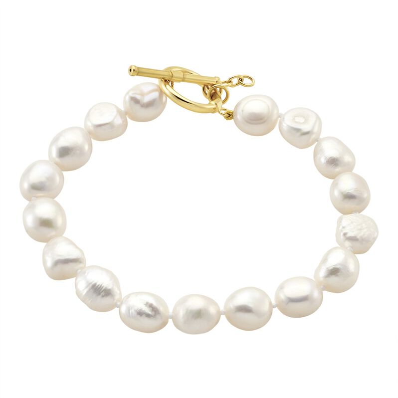 TATJANA Damen Armband Silber vergoldet 925 Zuchtperle Wei&szlig; - Armb&auml;nder Damen | OROVIVO