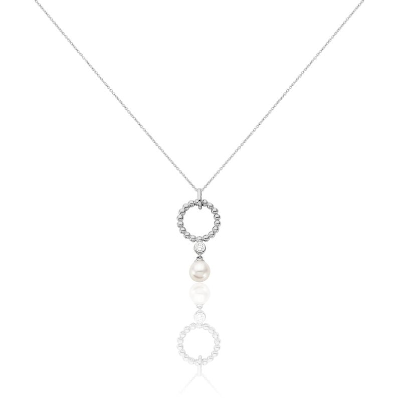 ATHINA 2 Damen Collier Silber 925 Zuchtperle Perlmutt Kreis - Halsketten Damen | OROVIVO