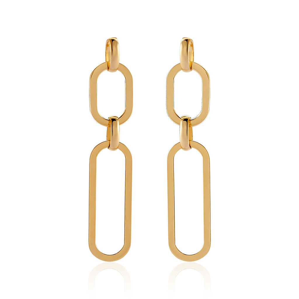 AYLEEN Damen Ohrringe Lang Silber vergoldet 925 Oval B 9,6 mm, Ohrringe Lang ohne Stein