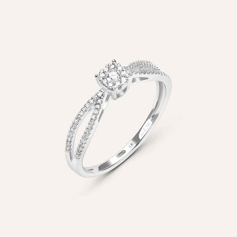Anello Solitario Sophia Oro Bianco Diamante - Spannringe Damen | OROVIVO