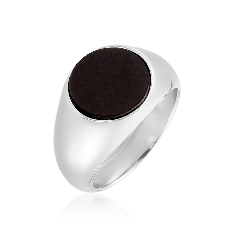 EUGENE Herren Ring Silber Silber 925 Onyx Schwarz B 1,6 mm - Solit&auml;rringe Herren | OROVIVO