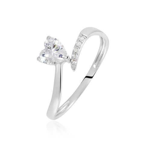 Damen Ring Weißgold 375 Zirkonia Herz Eva  - Verlobungsringe Damen | OROVIVO