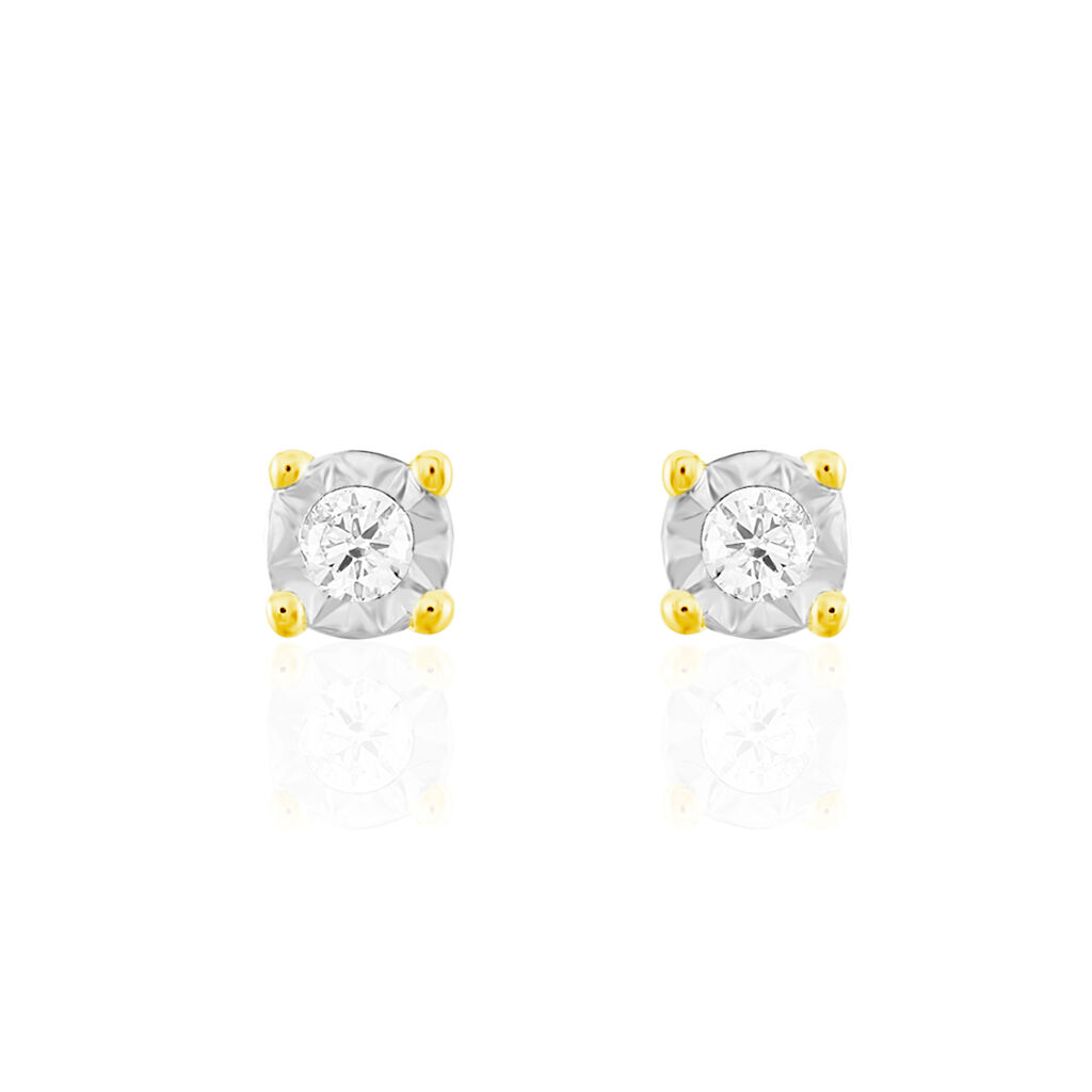 🦚 Damen Ohrstecker Gold 375 Diamant 0,06ct Ravenna 3,00mm , Ohrstecker mit Stein