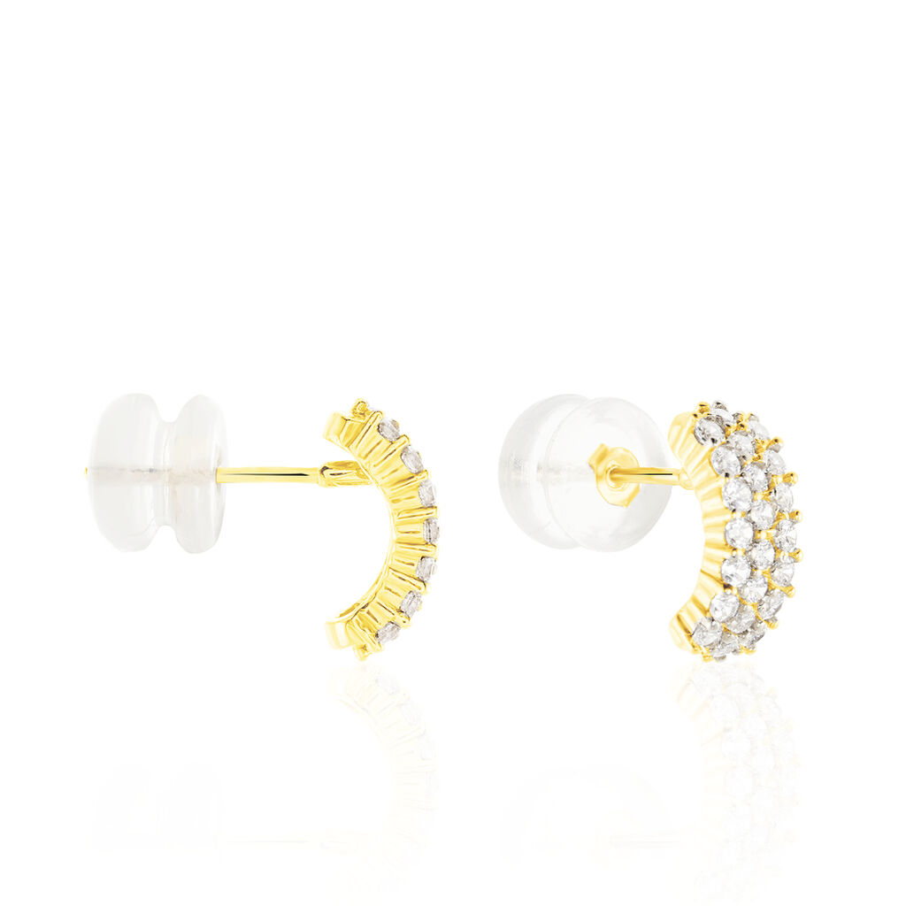 Damen Steckcreolen Gold 375 Zirkonia , Creolen mit Stein