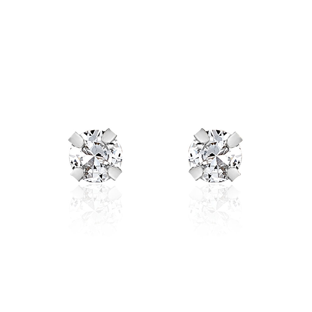 DARINA KRAPPE Damen Ohrstecker Wei&szlig;gold 375 (9 Karat) Zirkonia Blau 0,1 ct B 3 mm