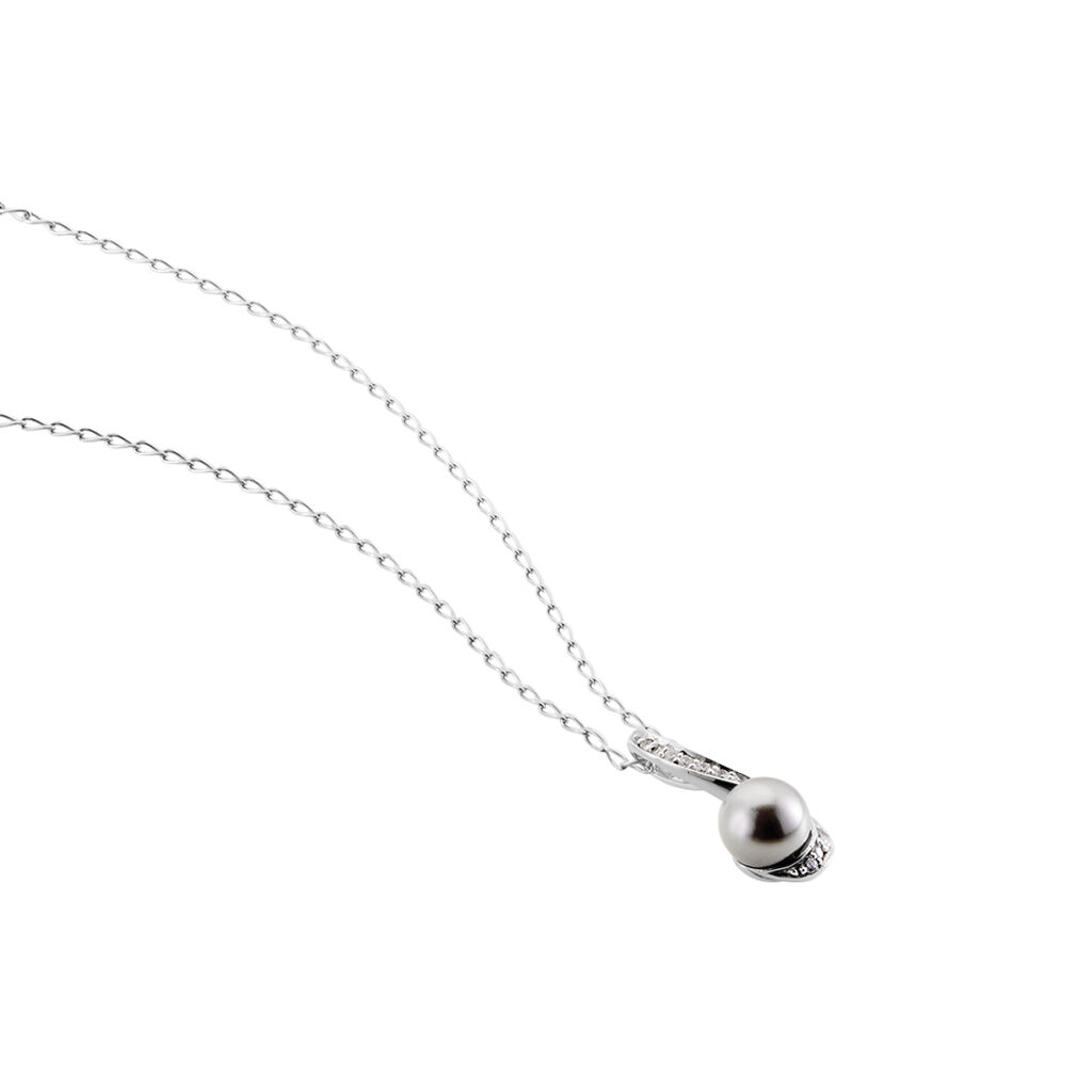 Collier Armance Argent Blanc Perle D'imitation Oxyde - Spannringe Damen | OROVIVO
