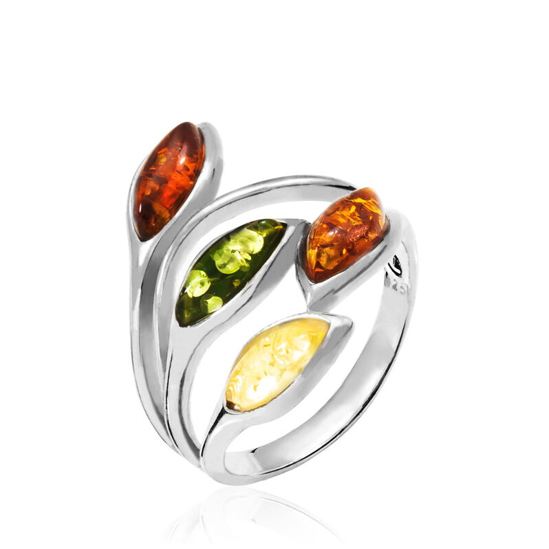 Bague Madyna Argent Blanc Ambre - Spannringe Damen | OROVIVO