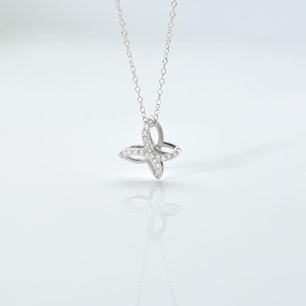 AURELIA Damen Collier Silber 925 Zirkonia Wei&szlig; 0,25 ct B 1,2 mm