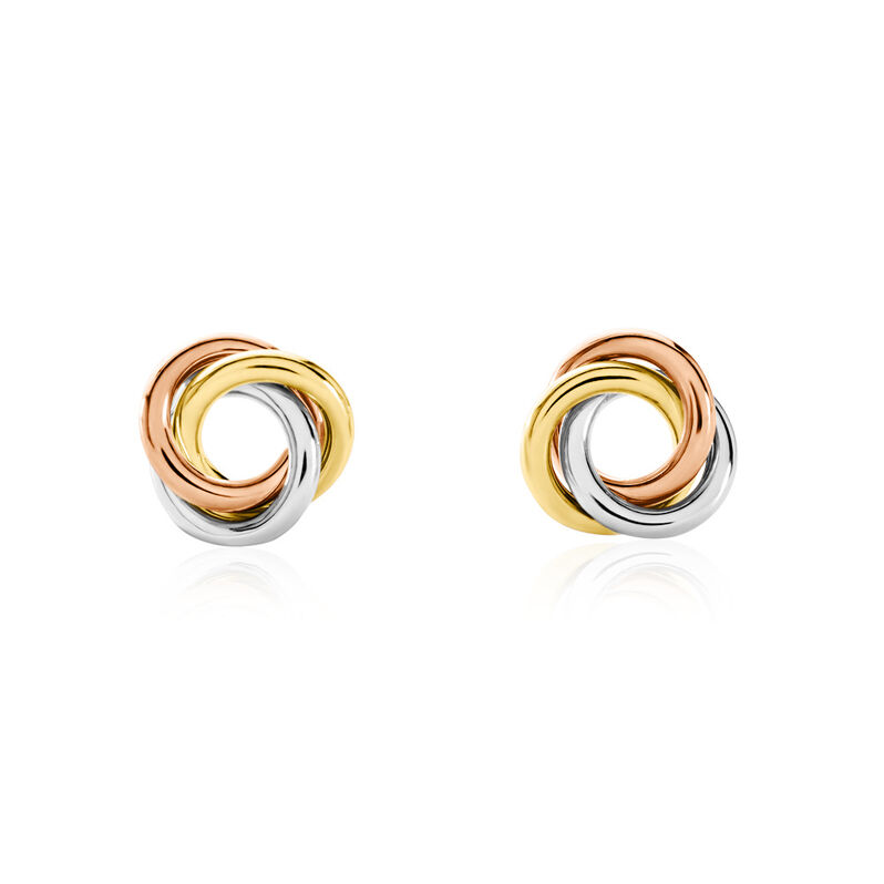 Damen Ohrstecker Gold Tricolor Gelb/Silber/Roségold 585 - Ohrstecker Damen | OROVIVO