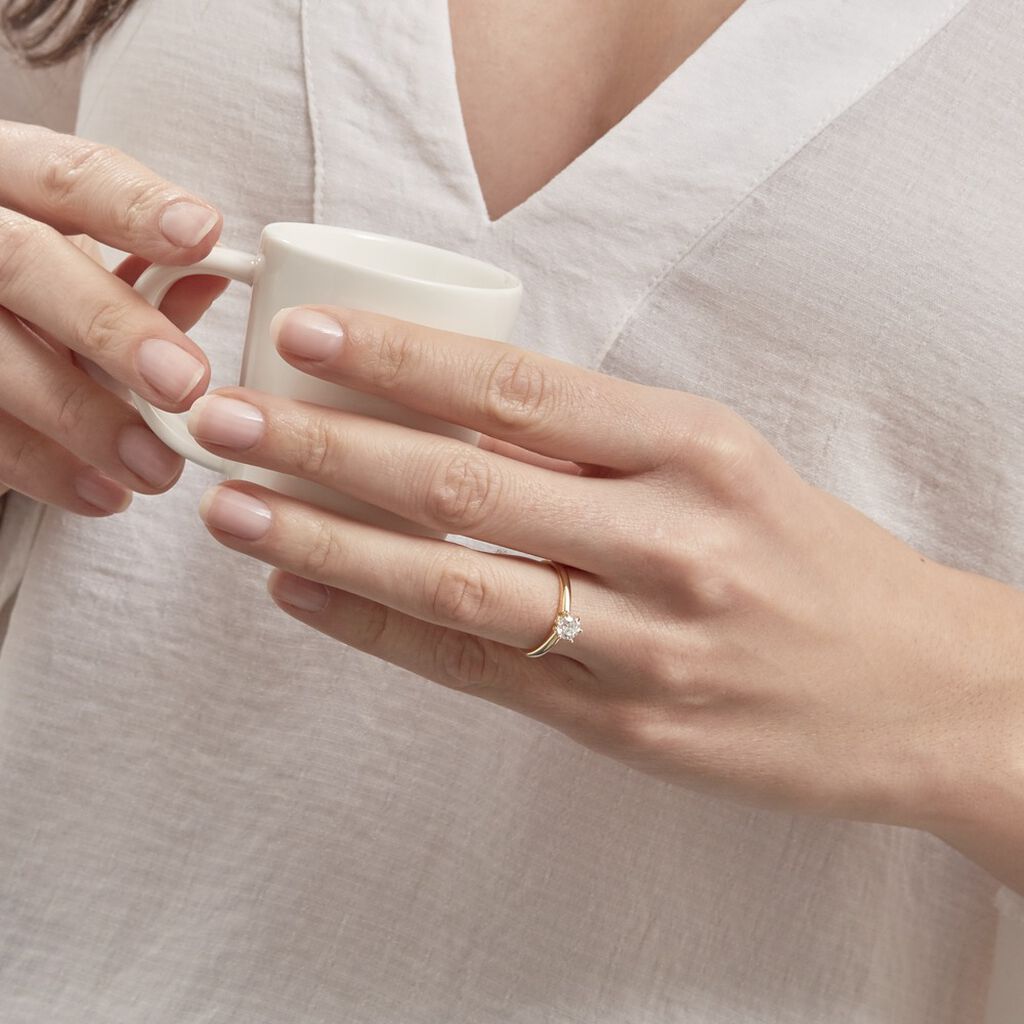 Solitaire Or Jaune Et Diamant - Spannringe Damen | OROVIVO