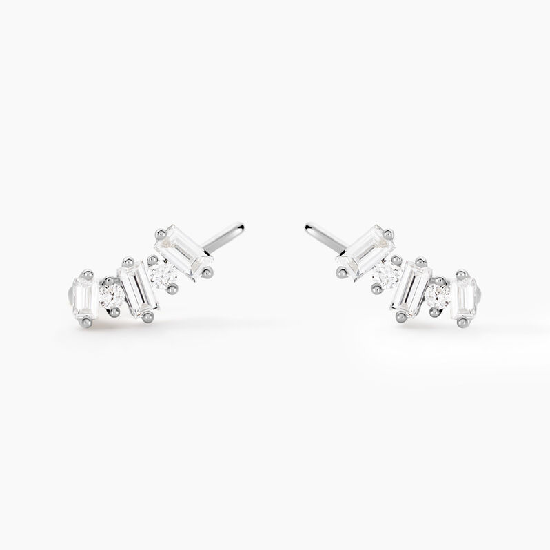 Bijoux D'oreilles Zachary Or Weiss Diamant Synthétique - Spannringe Damen | OROVIVO