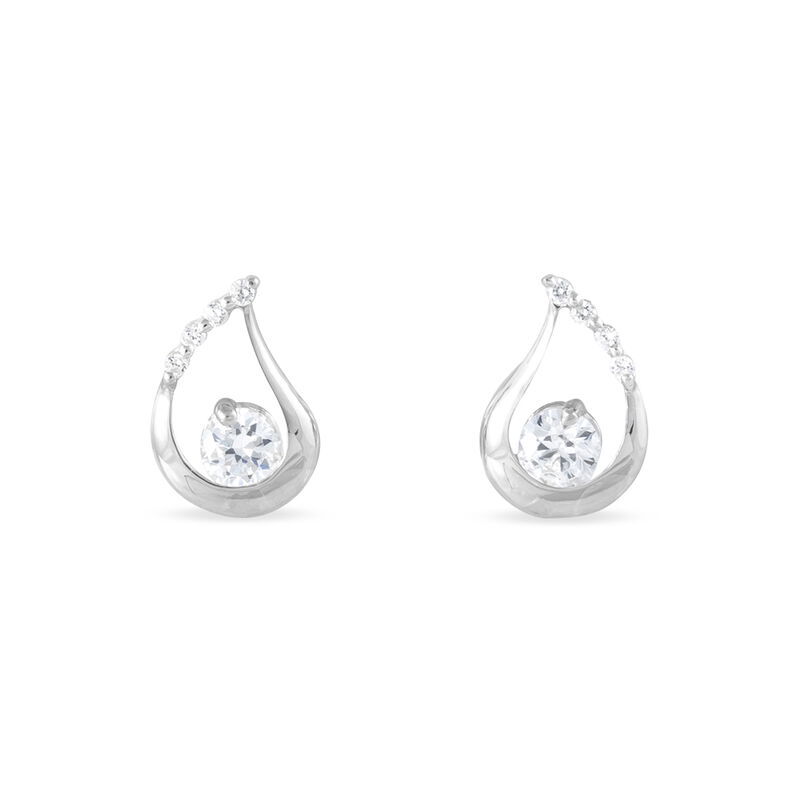 Boucles D'oreilles Puces Rafaele Or Blanc Oxyde De Zirconium - Spannringe Damen | OROVIVO