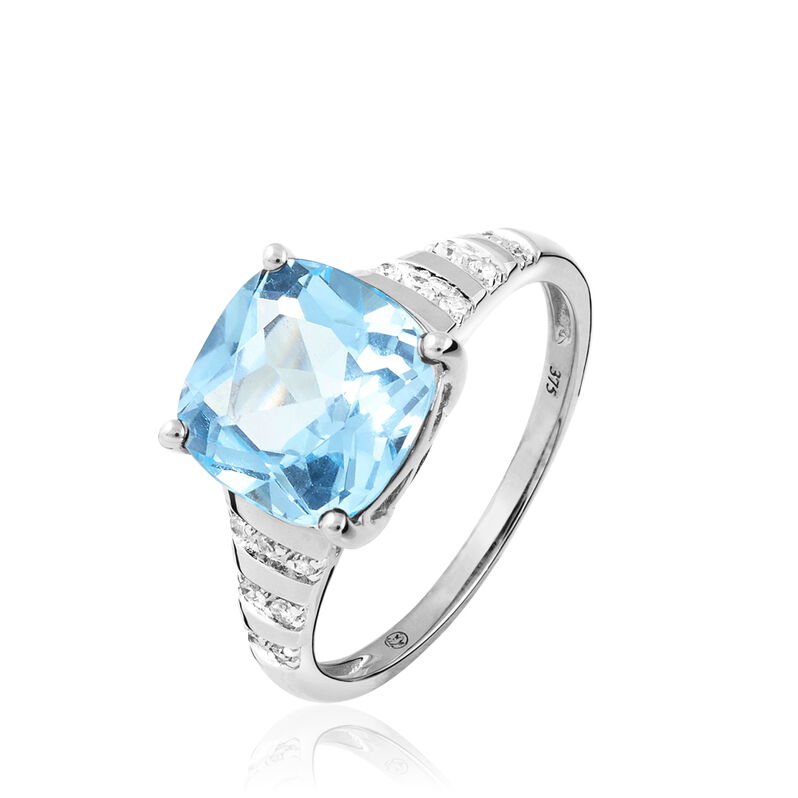 Bague Or Blanc Topaze Et Diamant - Spannringe Damen | OROVIVO