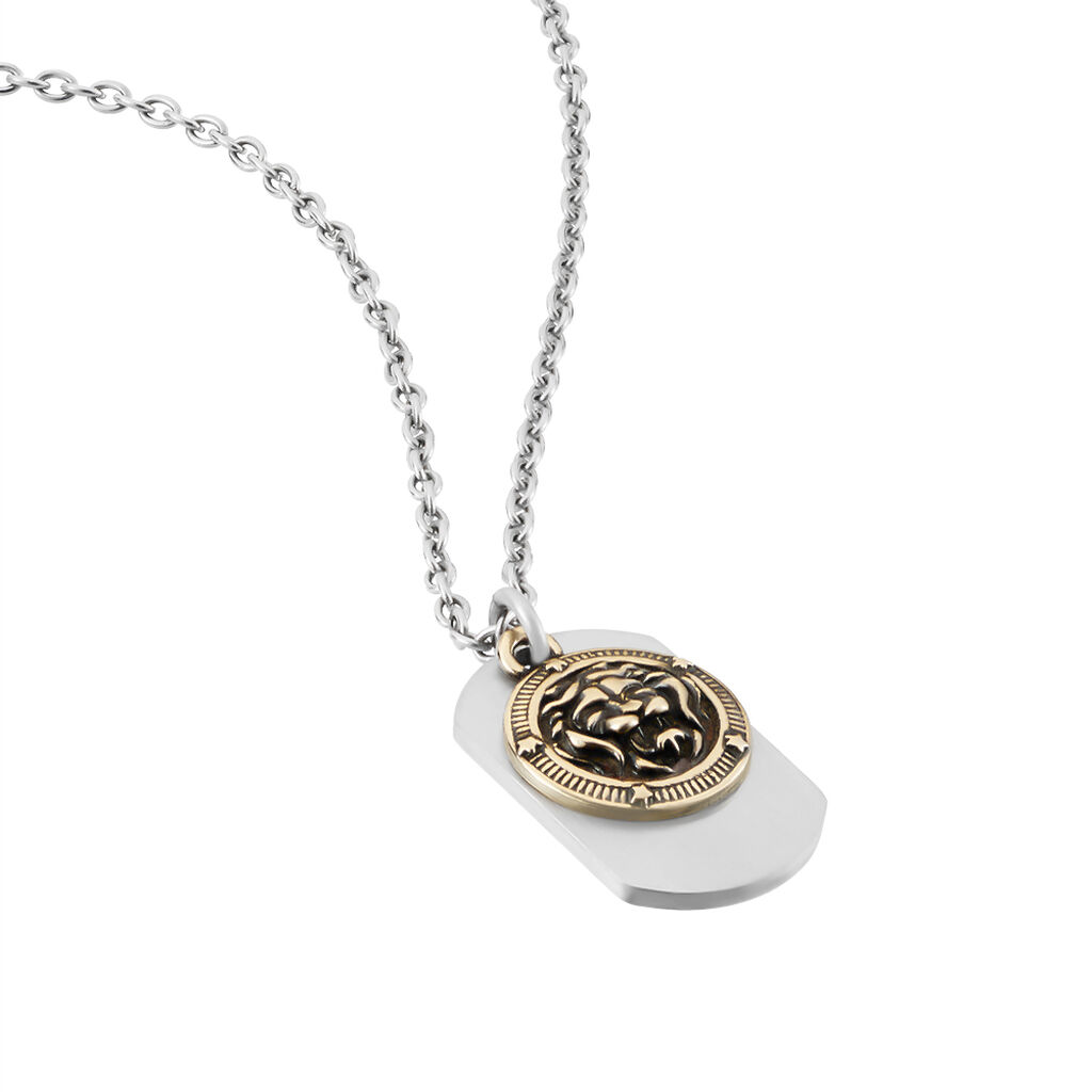 LEONE Herren Collier Edelstahl Bicolor Kreis