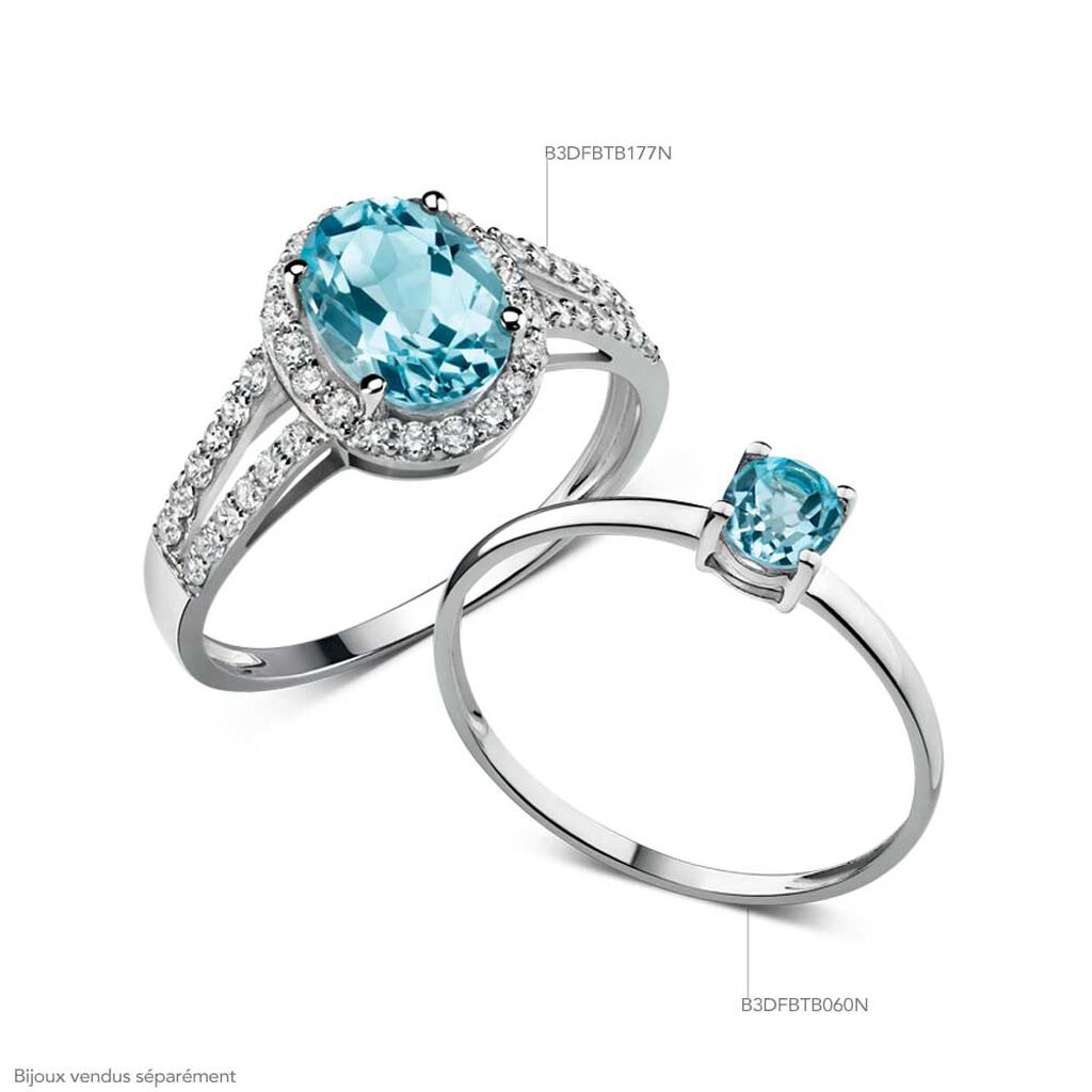 Bague Carme Or Blanc Topaze Et Oxyde De Zirconium - Spannringe Damen | OROVIVO