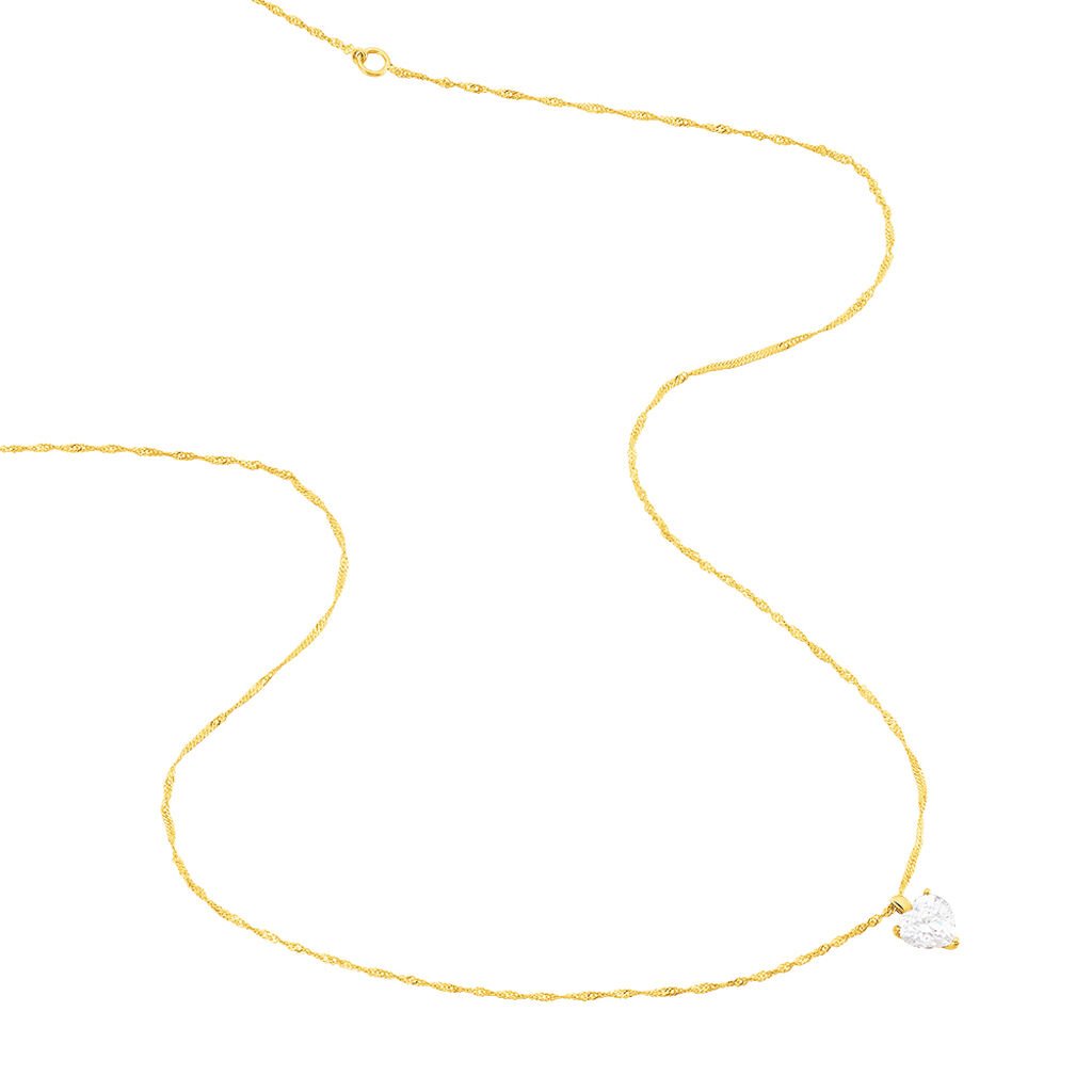 HERZ Damen Collier Gold 375 (9 Karat) Zirkonia Wei&szlig; 1,4 ct Herz