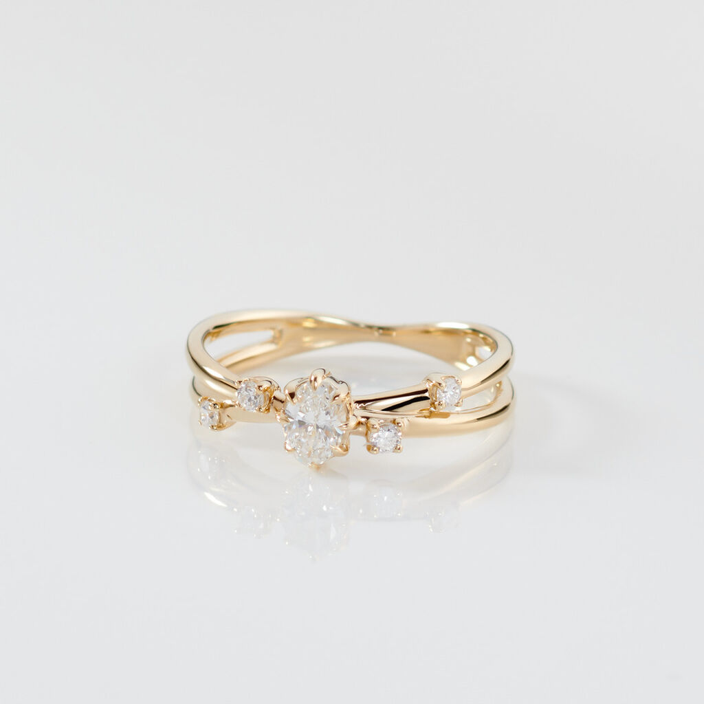 ABIGAIL Damen Ring Gold 375 (9 Karat) Synthetischer Diamant Wei&szlig; 0,26 ct