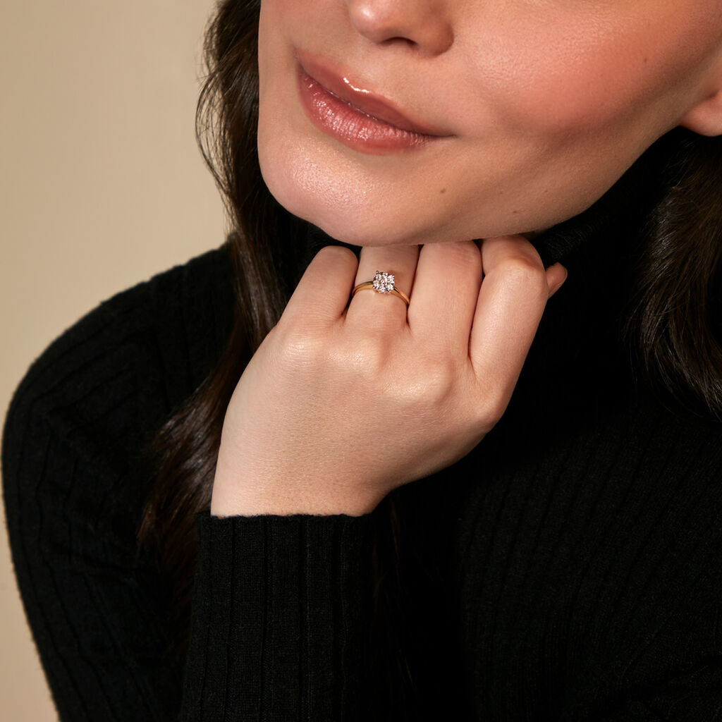 PETALI Damen Ring Gold 585 (14 Karat) Diamant Wei&szlig; 0,11 ct Kreis