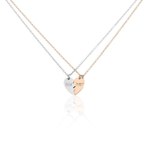 Partnerketten Silber 925 Roségold Herz  - Halsketten Damen | OROVIVO