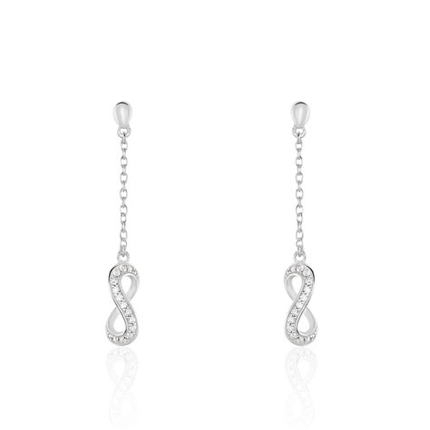 Damen Ohrstecker Lang Silber 925 Zirkonia Infinity - Ohrringe mit Stein Damen | OROVIVO