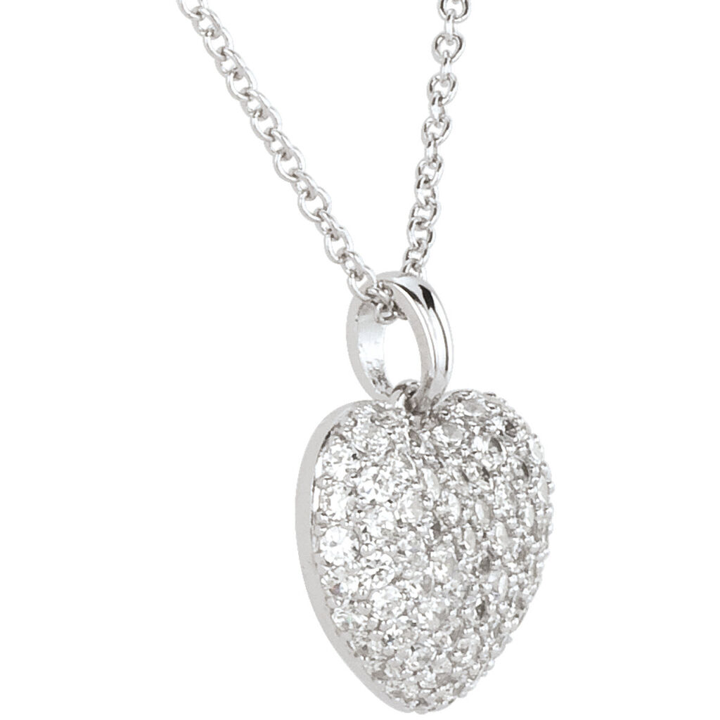 Damen Collier Silber 925 Zirkonia Wei&szlig; Herz