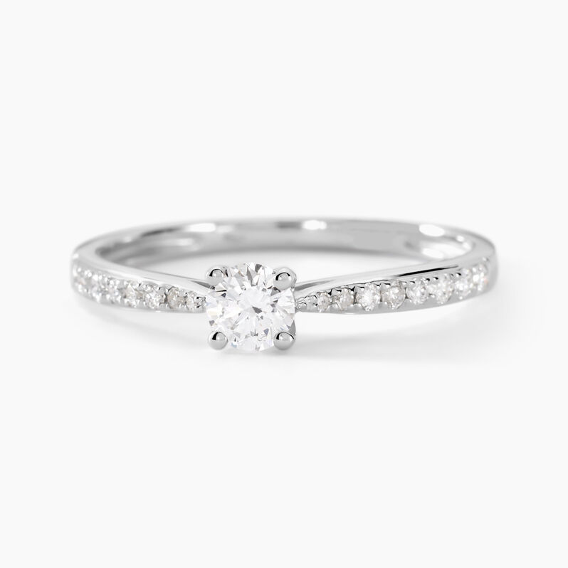 Bague Solitaire Hemera Or Blanc Diamant - Spannringe Damen | OROVIVO