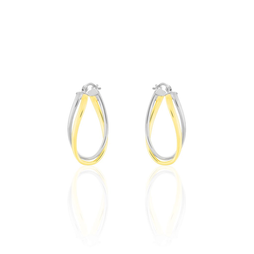 Thumbnail - Damen Creolen Gold 375 Bicolor Welle, Creolen ohne Stein