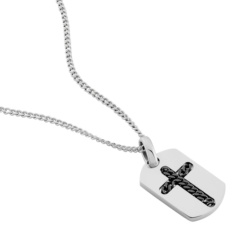 Herren Halskette Silber 925 Kreuz Dog Tag Gravur - Ketten ohne Stein Herren | OROVIVO