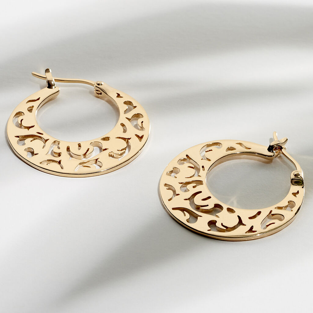 Damen Creolen Messing Gold Vergoldet Ornamente Vili - Creolen Damen | OROVIVO