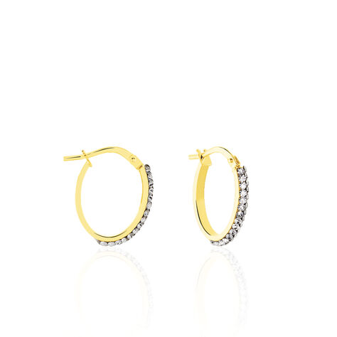 SANDRINE 002 Damen Creolen Gold 375 (9 Karat) Strass Wei&szlig; - Creolen  | OROVIVO