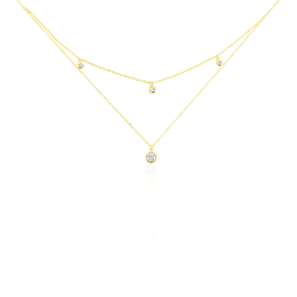 TINI Damen Collier Gold 375 (9 Karat) Zirkonia Weiß B 0,25 mm, Collier mit Stein