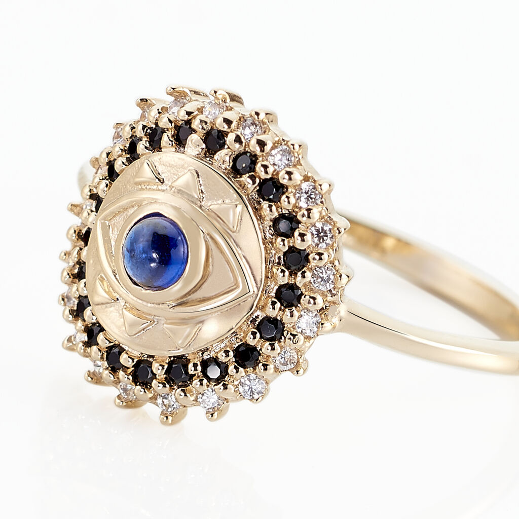 Bague Plaque Or Asterina Ronde œil Oxydes - Spannringe Damen | OROVIVO