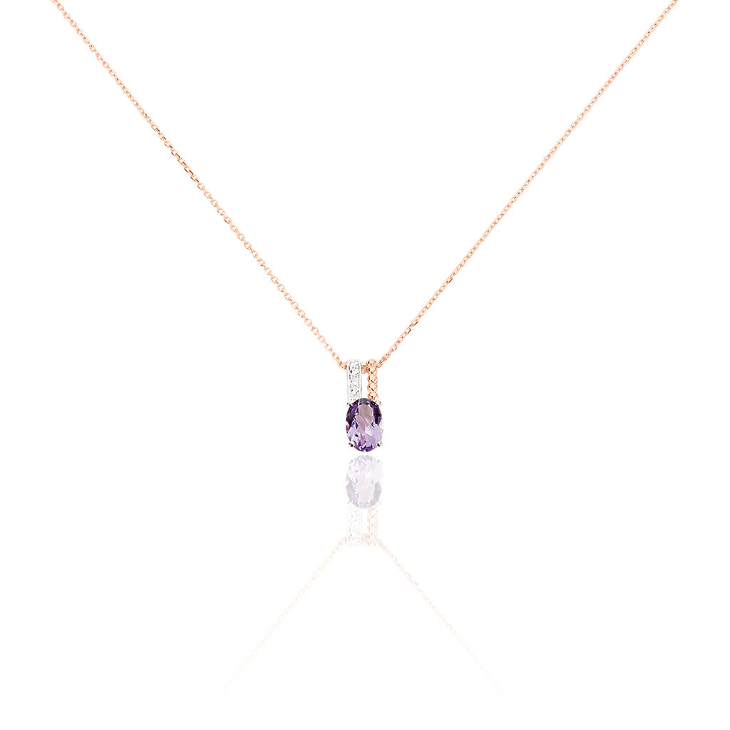 Collier Frannie Or Rose Amethyste Et Oxyde De Zirconium - Spannringe Damen | OROVIVO