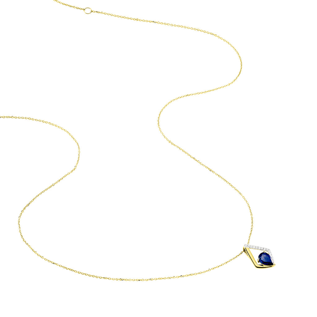 Collier Lilya Or Jaune Saphir Et Diamant - Spannringe Damen | OROVIVO
