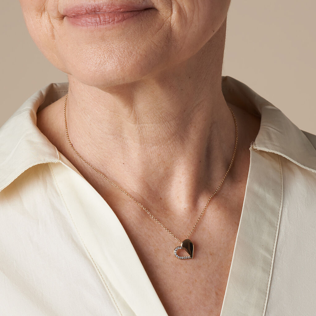 Damen Halskette Messing 18 Karat Vergoldet Zirkonia Herz - Halsketten Damen | OROVIVO