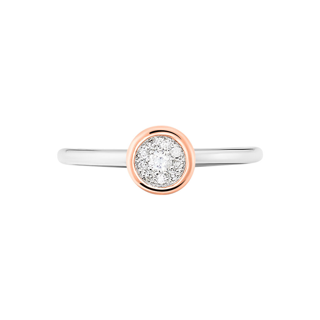 SATA Damen Ring Gold Bicolor 375 (9 Karat) Diamant Wei&szlig; 0,08 ct