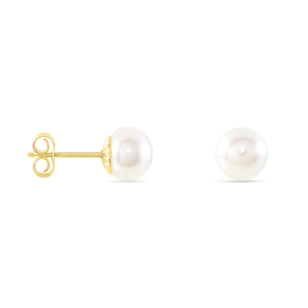 BOUTON Damen Ohrstecker Gold 375 (9 Karat) Zuchtperle Perlmutt