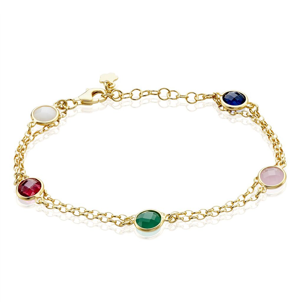 Damen Armband Silber vergoldet 925 Zirkonia Multicolour Tatiana 1,50mm 19cm - Armbänder Damen | OROVIVO