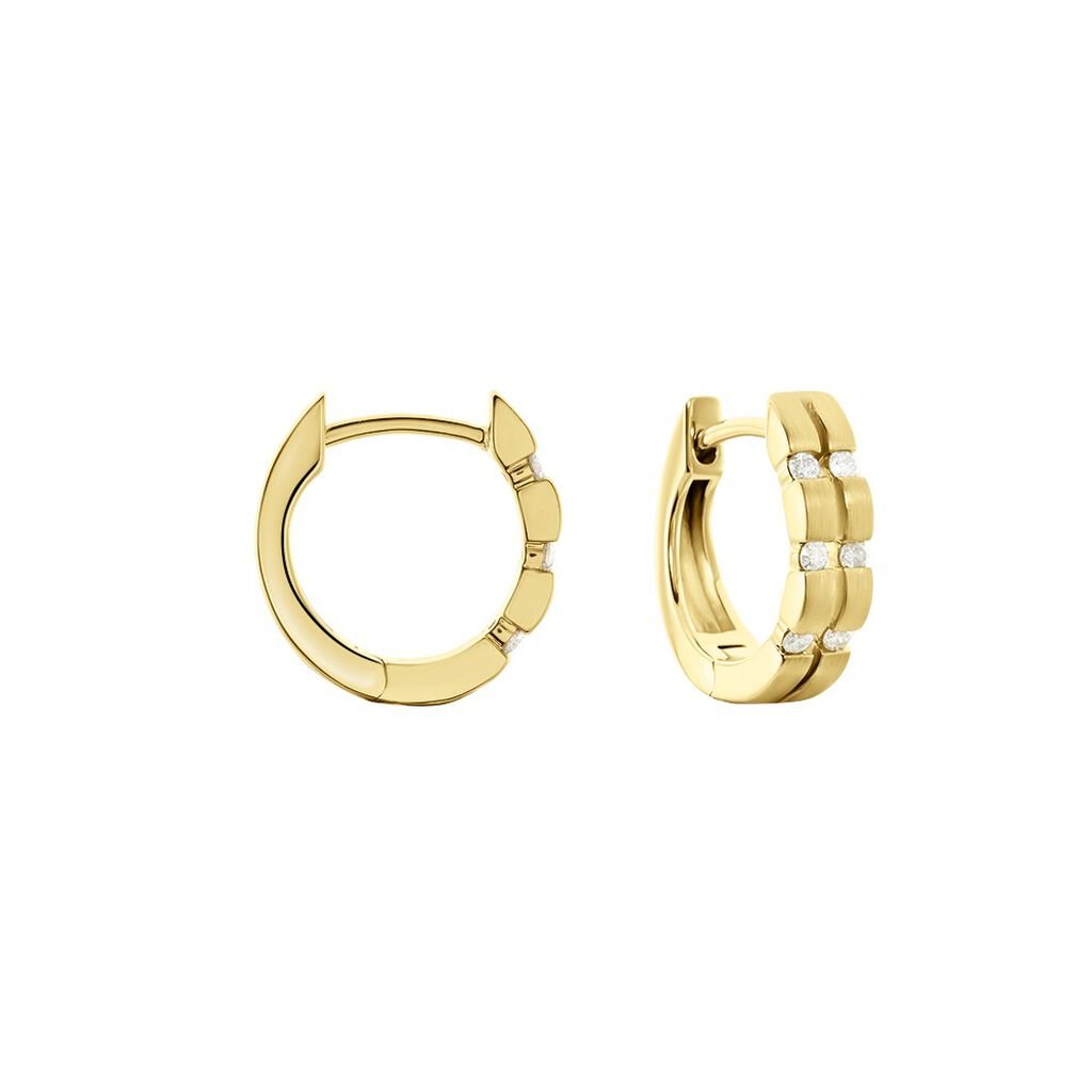 AMBRE Damen Creolen Gold 375 (9 Karat) Diamant Wei&szlig; 0,17 ct B 13,25 mm