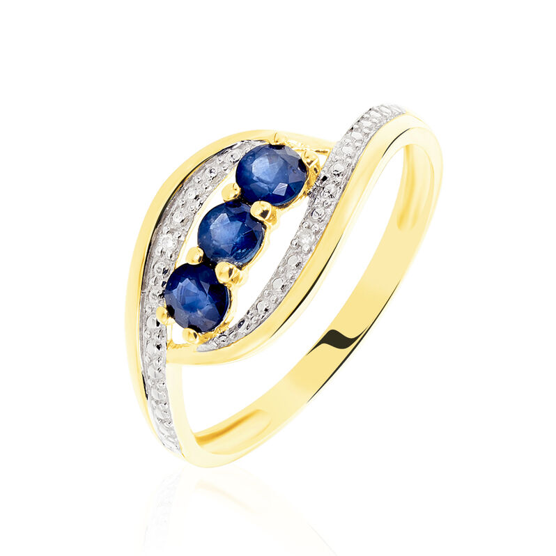 TRILOGIE PRECIEUSE Damen Ring Gold Bicolor 375 (9 Karat) Saphir Blau 0,43 ct Oval - Ringe mit Stein Damen | OROVIVO