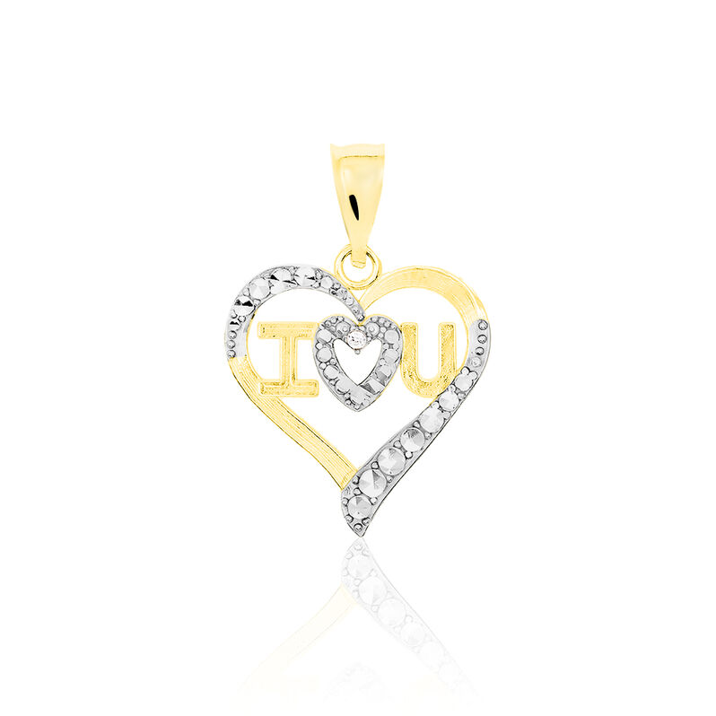 Anhänger Gold 375 Bicolor Zirkonia Herz  - Schmuckanhänger Damen | OROVIVO