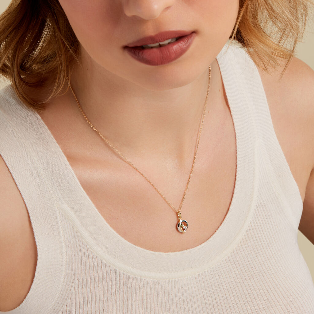 SARA Damen Anh&auml;nger Gold Bicolor Gelb/Silber 333 (8 Karat) Andere Steine Wei&szlig;