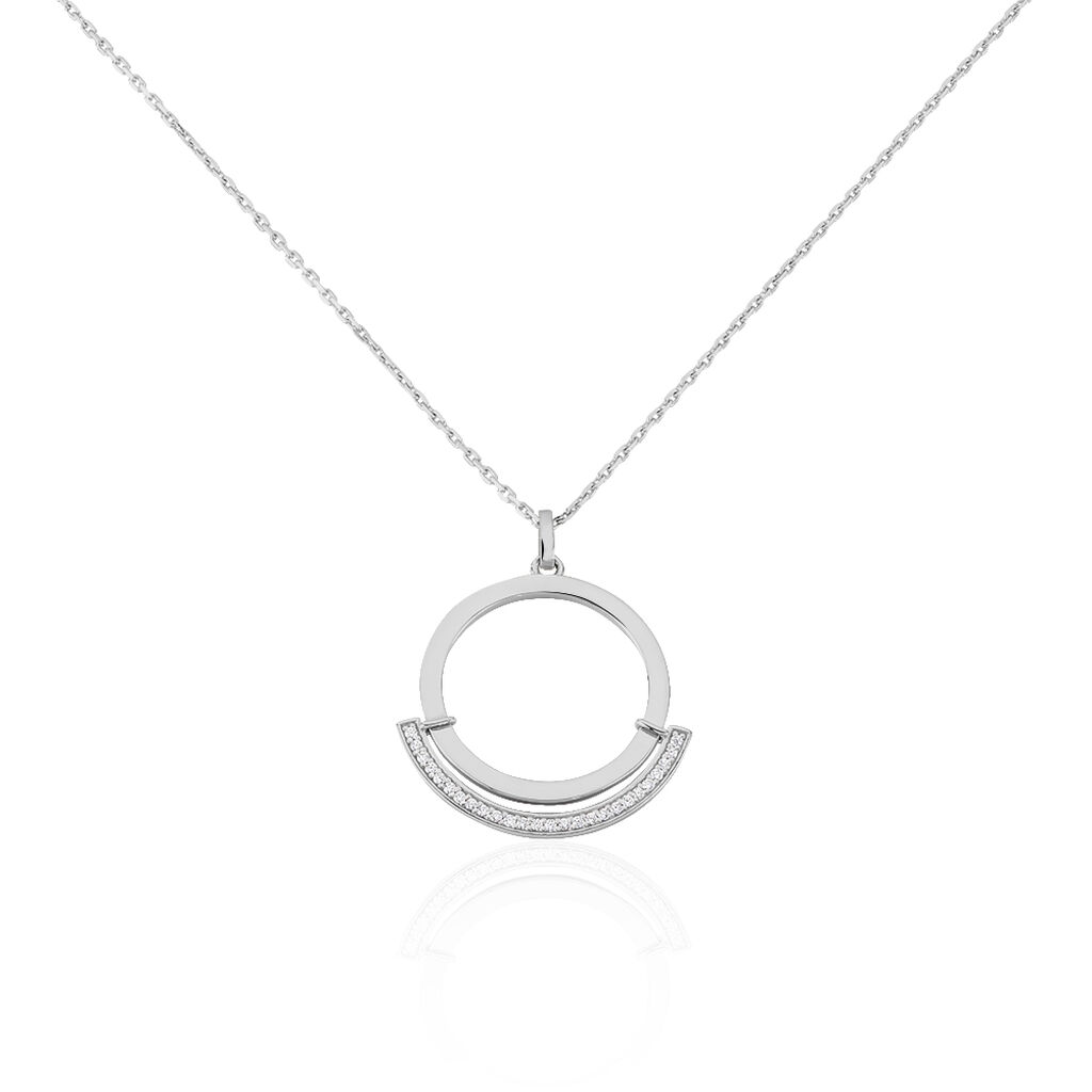 BIRGIT 4 Damen Collier Silber 925 Zirkonia Wei&szlig; Kreis