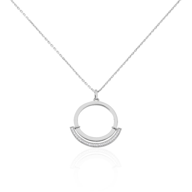 BIRGIT 4 Damen Collier Silber 925 Zirkonia Wei&szlig; Kreis - Halsketten Damen | OROVIVO